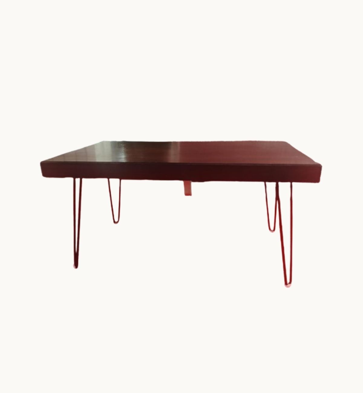 Teapoy – Wooden Top with Black Legs