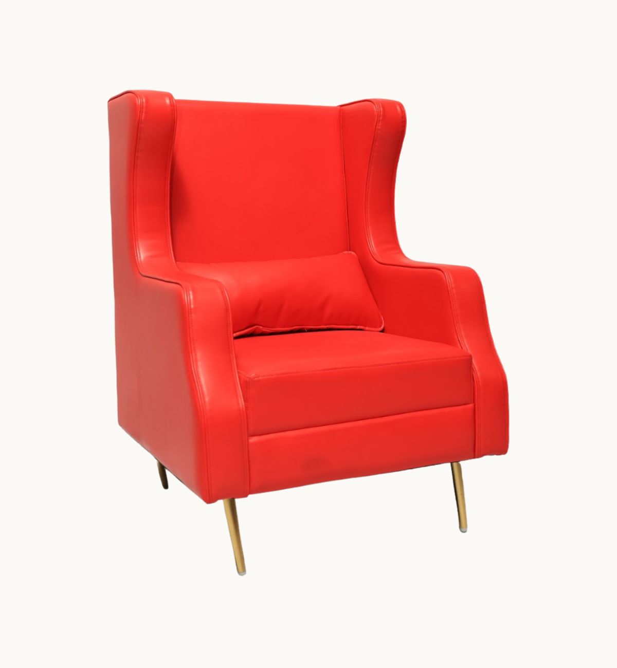 Wing Chair (Cherry Red) – Leatherette