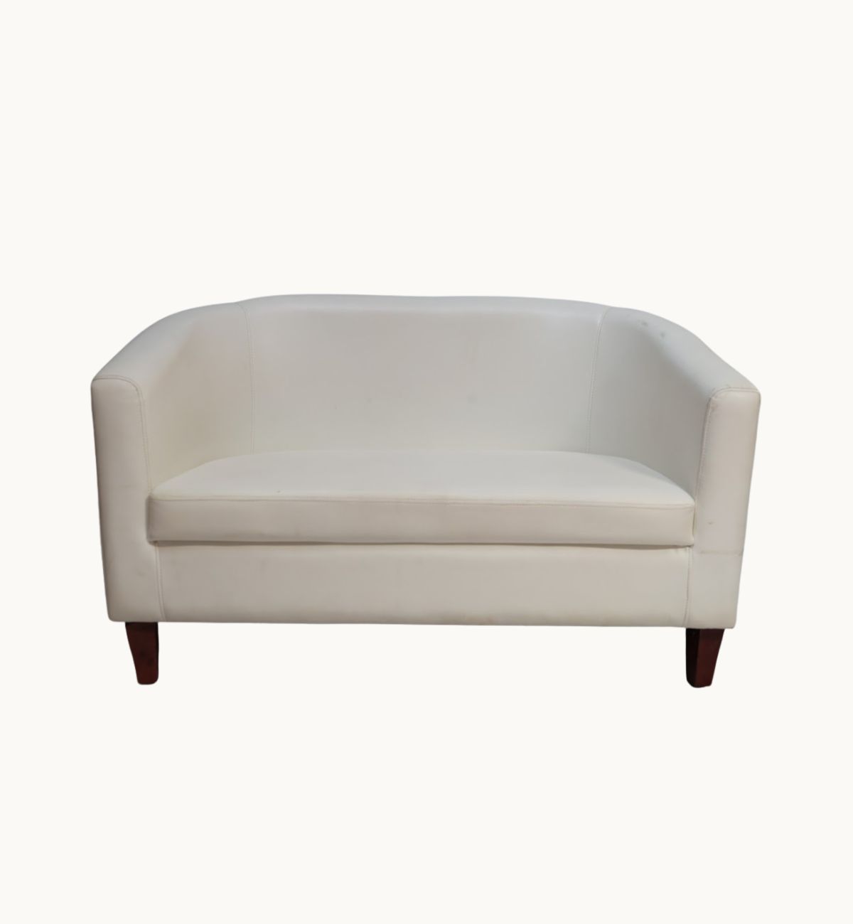 White Round 2-Seater Sofa (Leatherette)