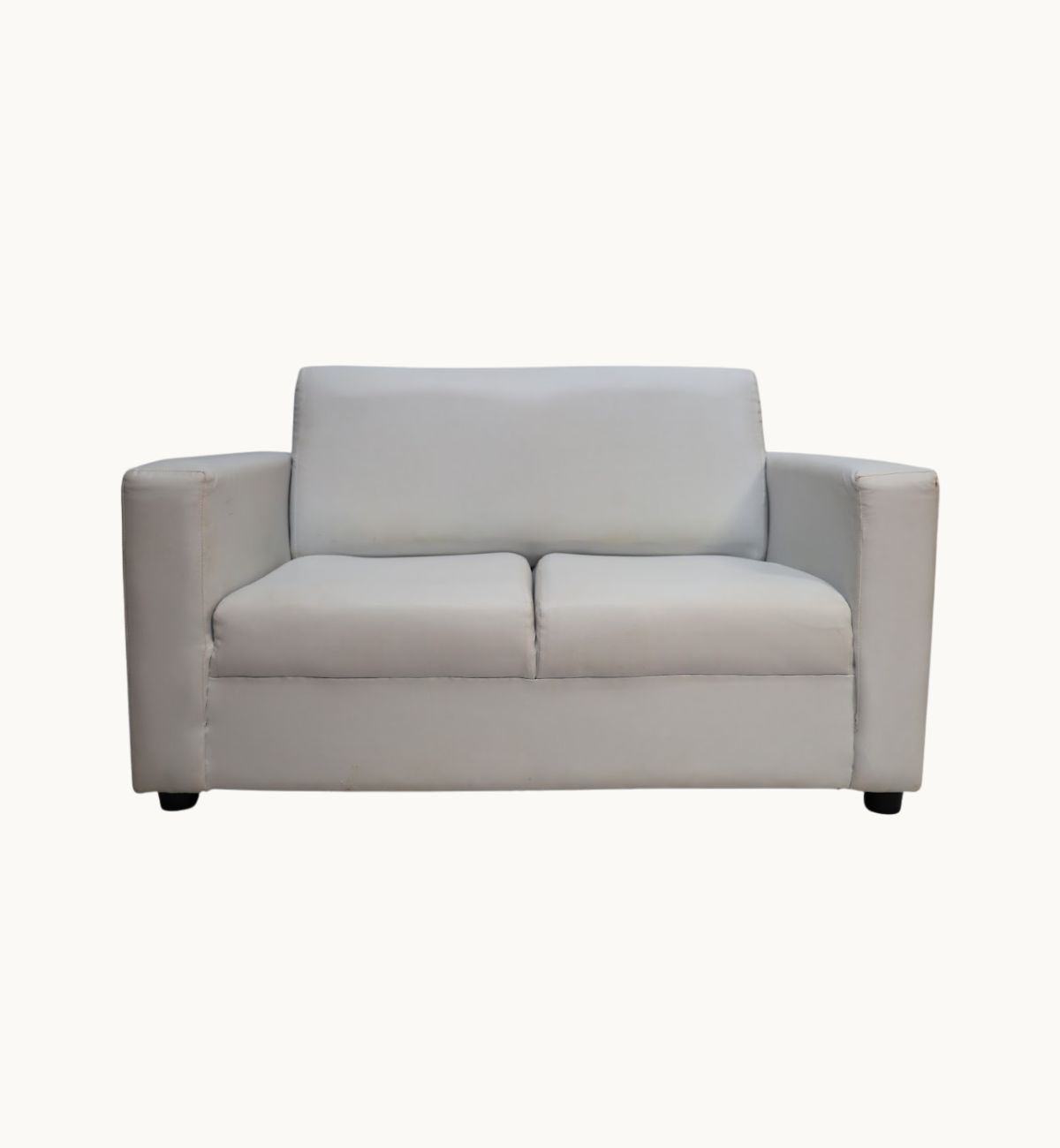 White Square 2-Seater Sofa (Leatherette)
