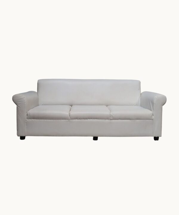 White Square 3-Seater Sofa (Leatherette)