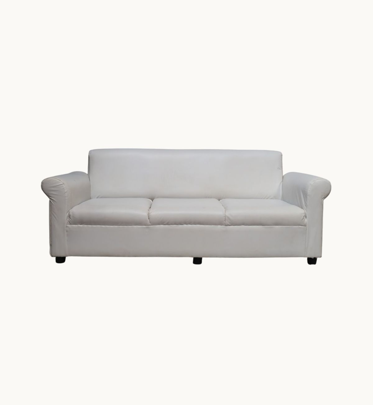 White Square 3-Seater Sofa (Leatherette)