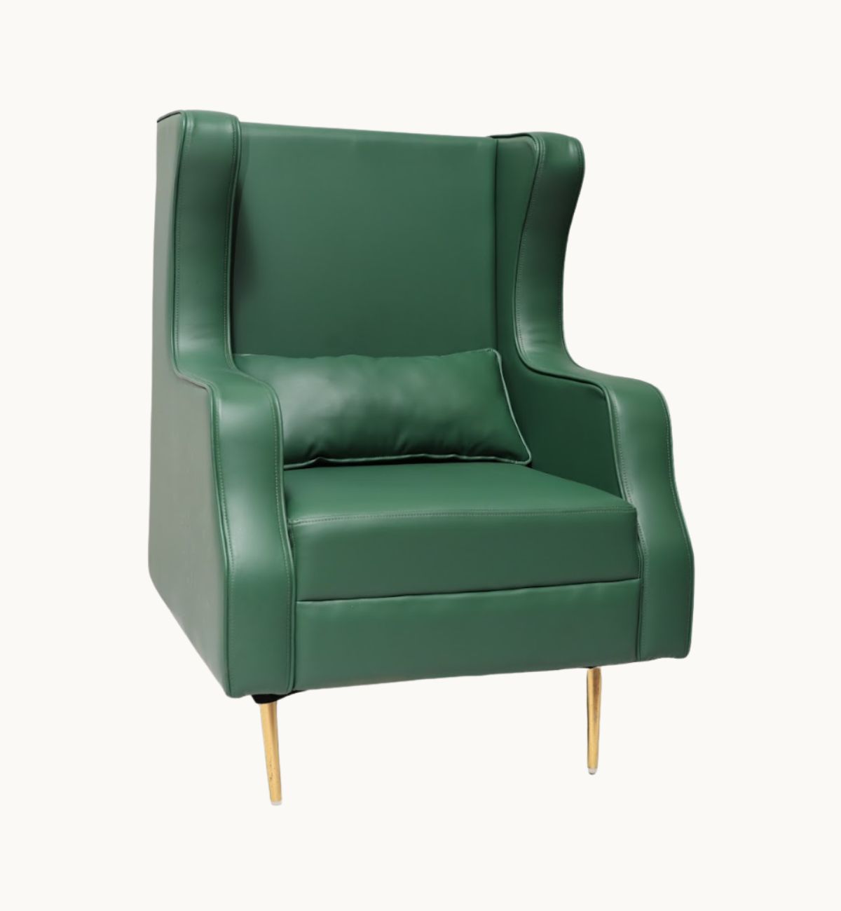 Wing Chair (Green) – Leatherette