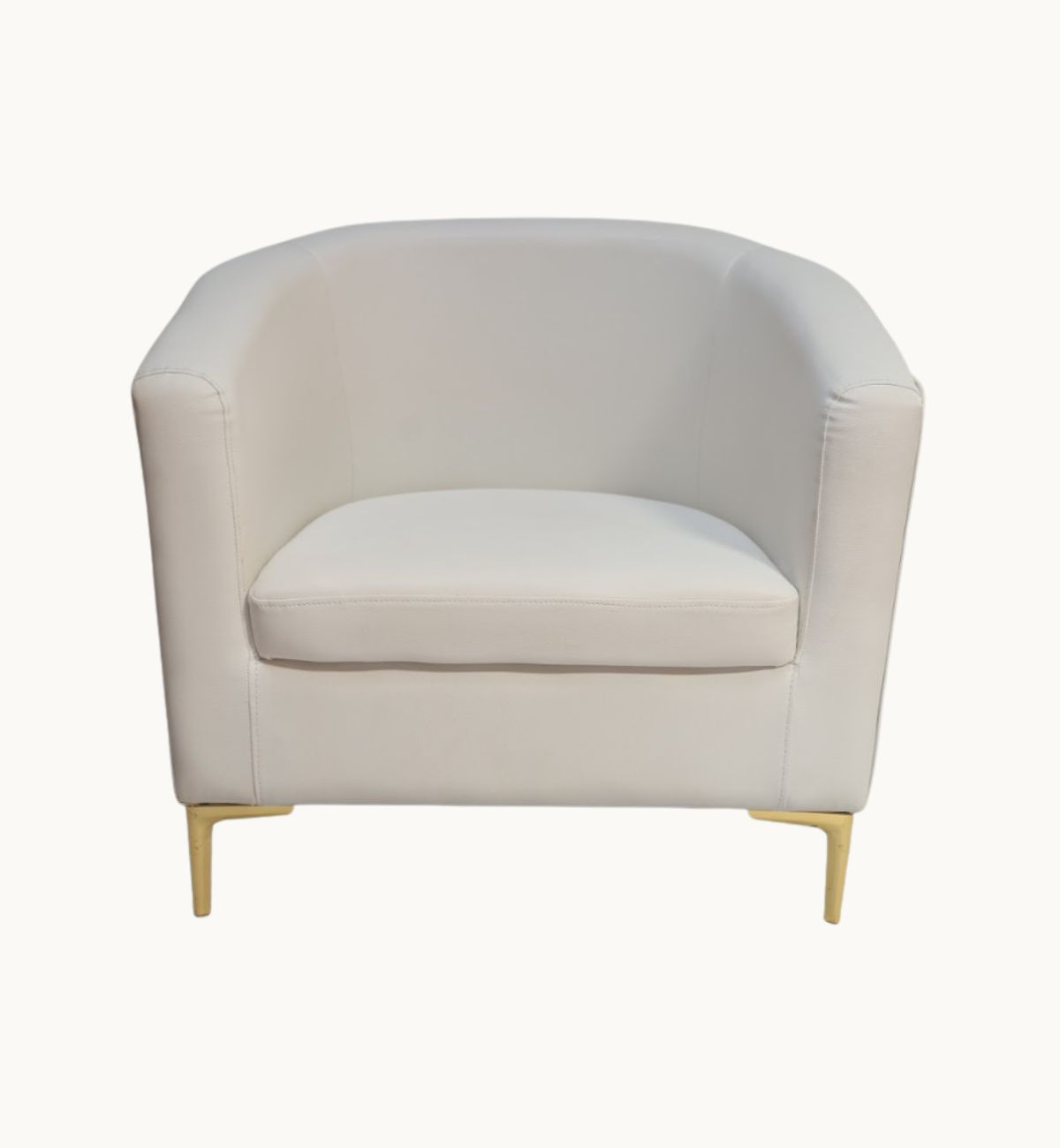 White Round Single Seater Sofa (Leatherette)