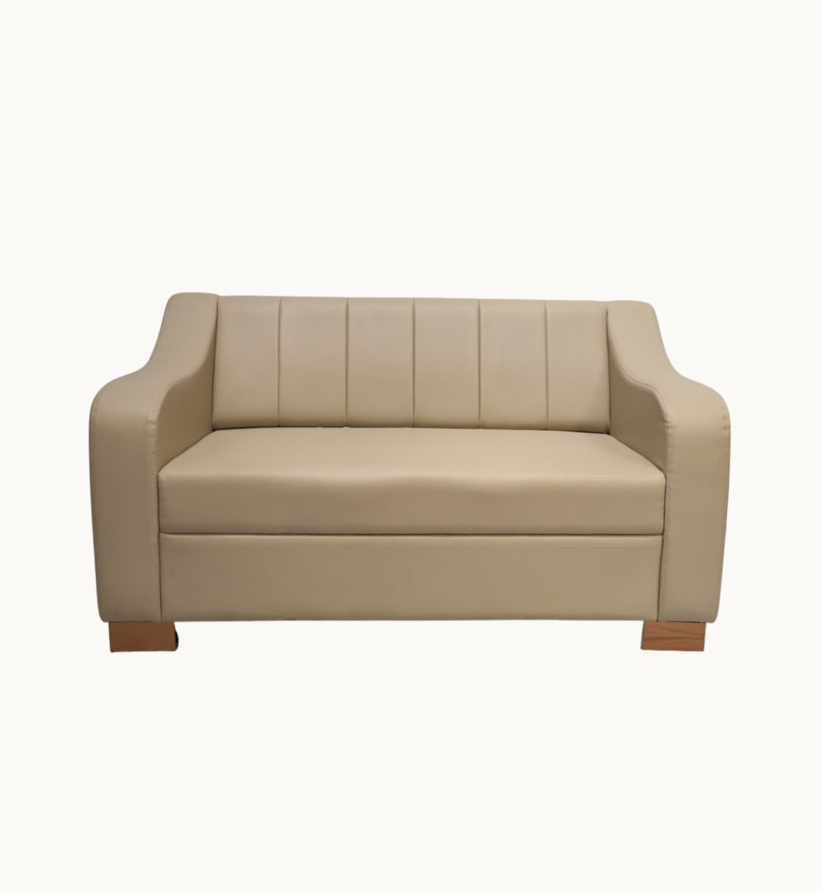 Beige 2-Seater Sofa (Leatherette)