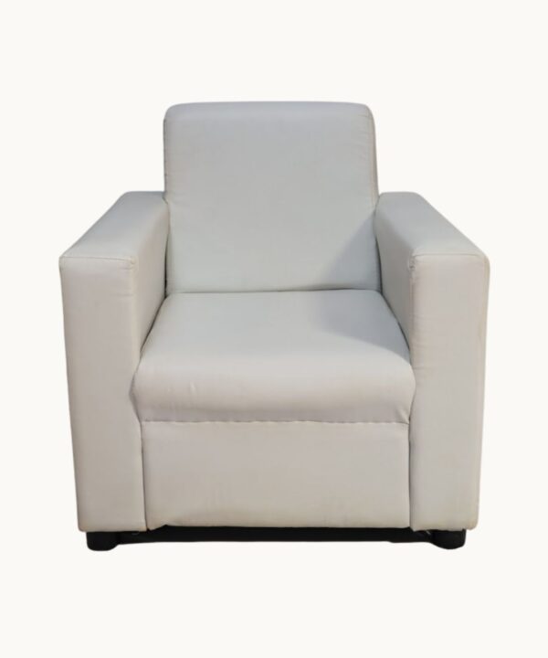 White Square Single Seater Sofa (Leatherette)