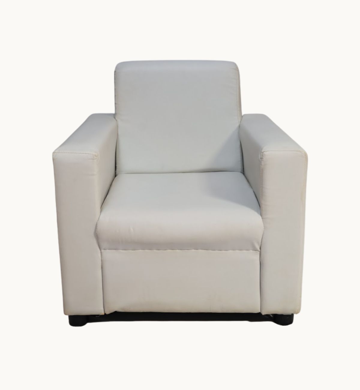 White Square Single Seater Sofa (Leatherette)