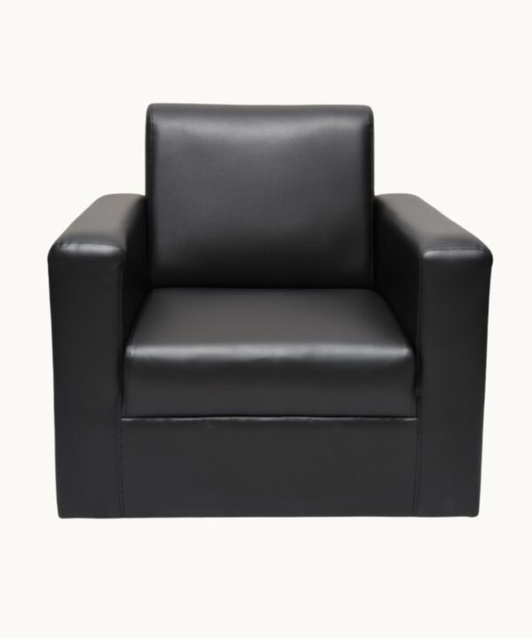 Black Square Single Seater Sofa (Leatherette)