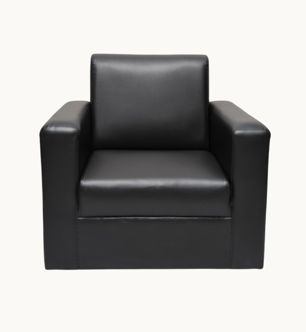 Black Square Single Seater Sofa (Leatherette)