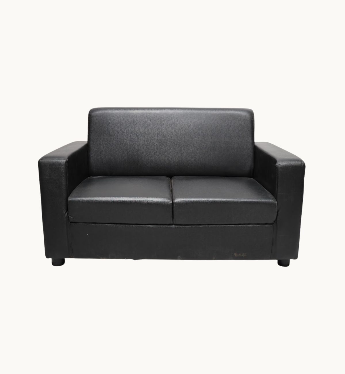 Black Square 2-Seater Sofa (Leatherette)