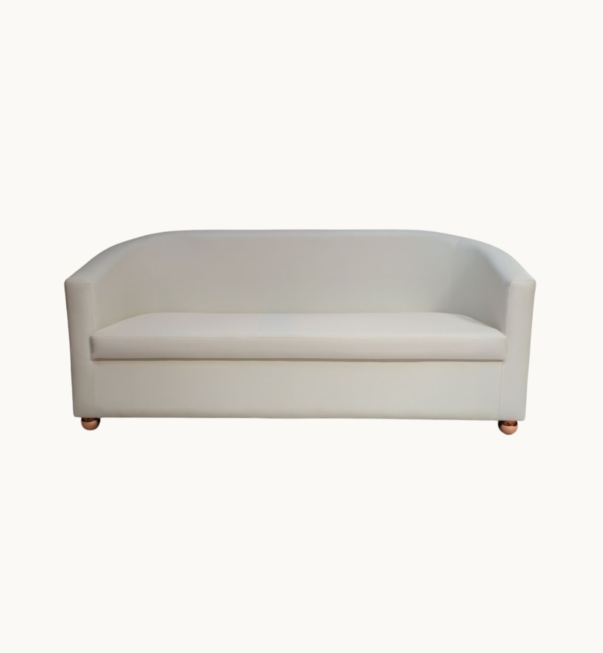 White Round 3-Seater Sofa (Leatherette)